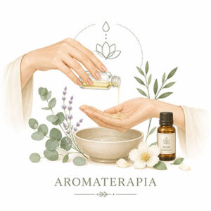 Olejek do masażu aromaterapeutycznego z naturalnymi roślinami